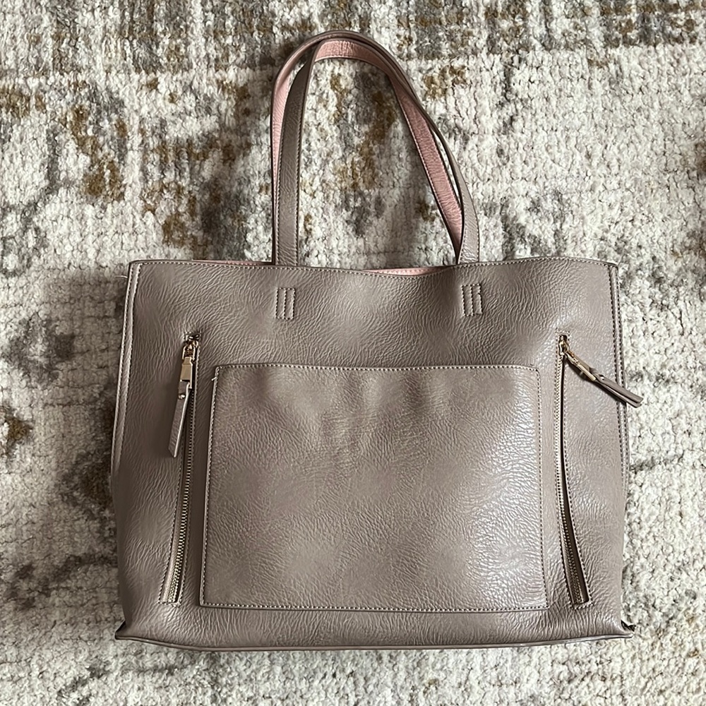 Miztique taupe and light pink shoulder bag